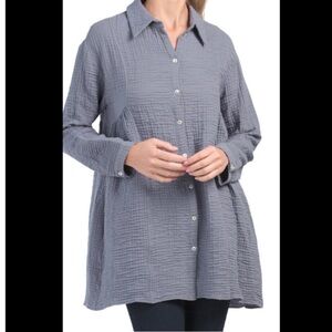Zara dusty blue crinkle tunic medium